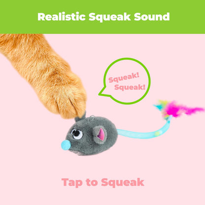 Best Pet Supplies Catify plush motion activated cat toy beige and gray mice set.