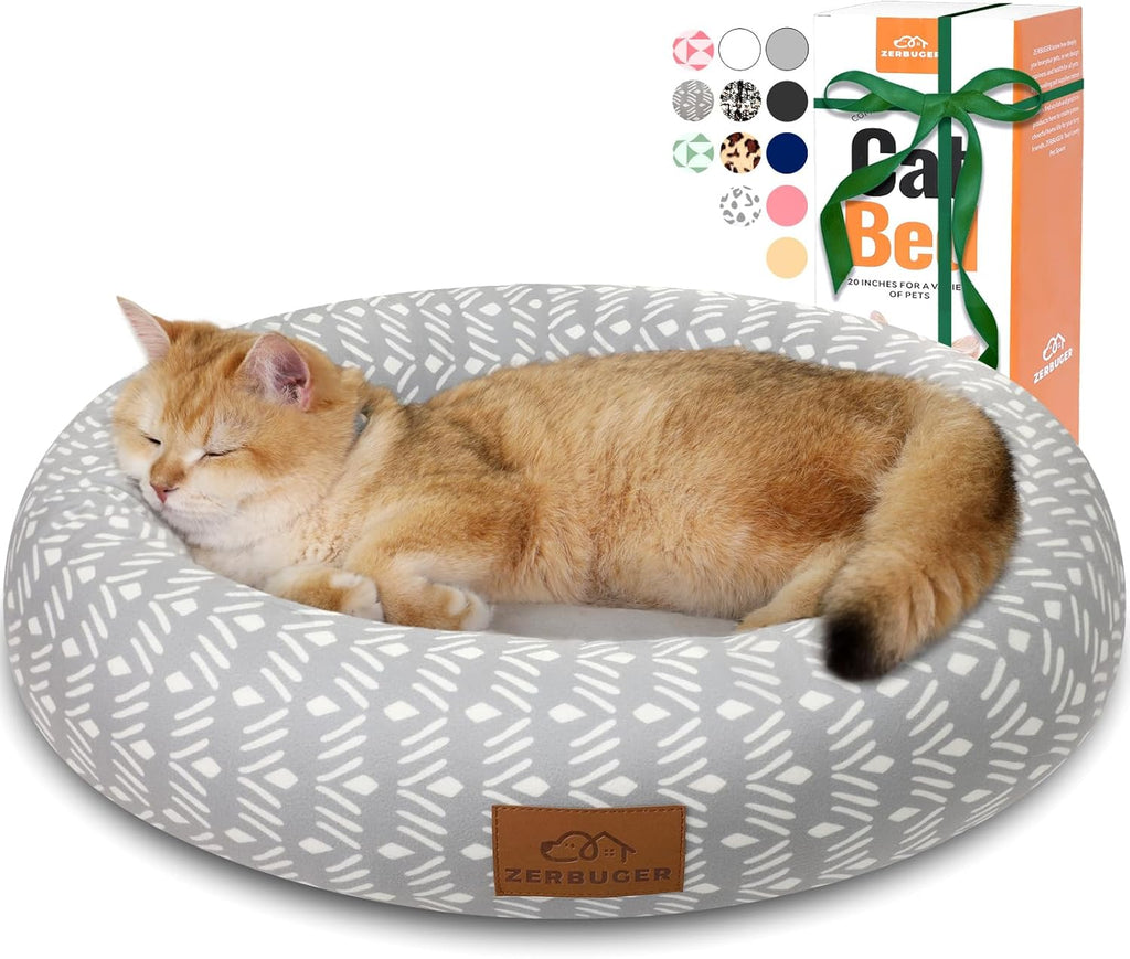 Zerbuger 20in Washable Cat Beds for Indoor Cats - Round Donut Pet Bed for Cats, Small Dogs, Puppy, Kitten - Anti-Slip Bottom, Calming Bed Gift - Pink - Image 13