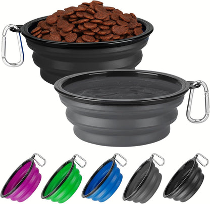Collapsible Dog Bowl 2 Pack, Dog Water Bowls for Travels, Portable Foldable Pet Bowls Feeding Watering Dish for Parking Walking Camping with 2 Carabiners Clip (12oz, Small, Grey+Purple) - Image 12