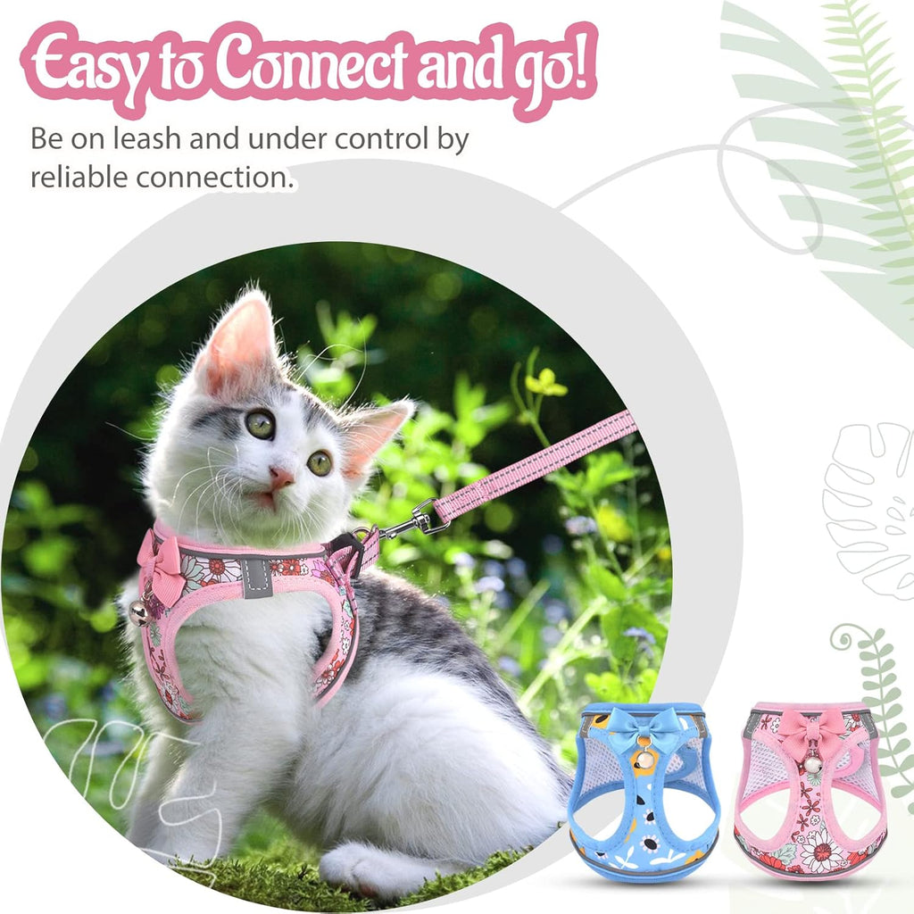 SALFSE 3M reflective straps on pink kitten harness
