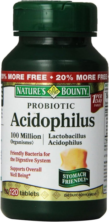 Nature's Bounty Lactobacillus Acidophilus Probiotic Supplement - Daily Probiotic for Women/Men Digestive Health, 100 Million Organisms, Vegetarian, 1 Serving per Day, 120 Tablets - Image 12