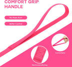 High visibility pink waterproof leash laid flat showing the five feet length.