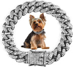 Cuban Dog Chain Collars, Silver Crystal Pet Necklace, Metal Pet Necklace with Safety Buckle Lock, for Small Medium Large Dogs Cats (12 Inch) - Image 12