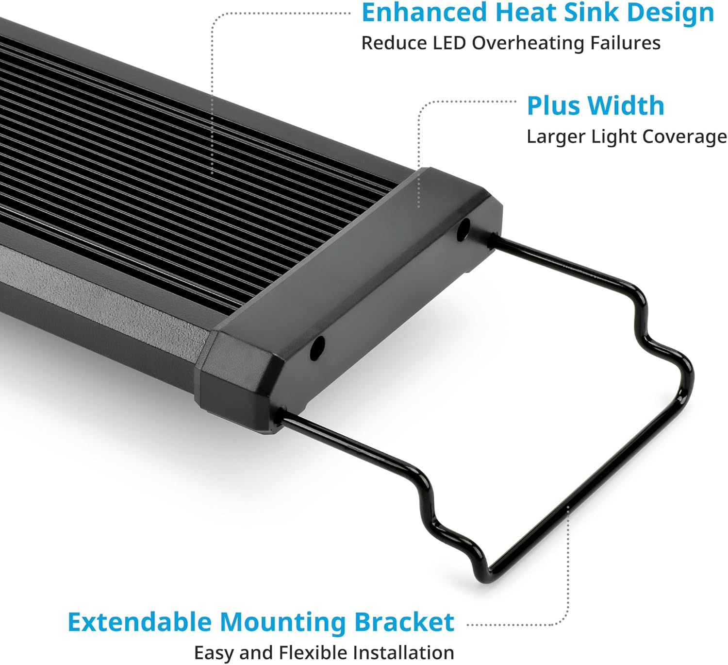 Adjustable docking mounts on Nicrew aquarium light fixture