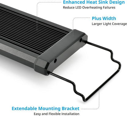 Adjustable docking mounts on Nicrew aquarium light fixture