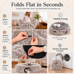 Fluffy Cat Tunnel Bed Under Christmas Tree, Plush Warm Brown - Image 8