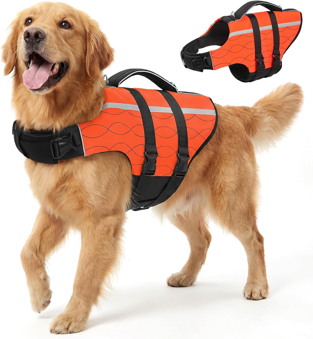 Premium imported canine life jacket with adjustable belly straps