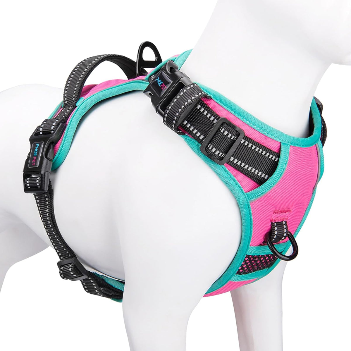 Phoepet 2019 Upgraded No Pull Dog Harness front view pink