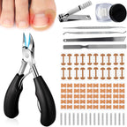 Gleva Cosmetics Ingrown Toenail Removal Kit front view showing the complete professional foot care set including stainless steel clippers and patches.