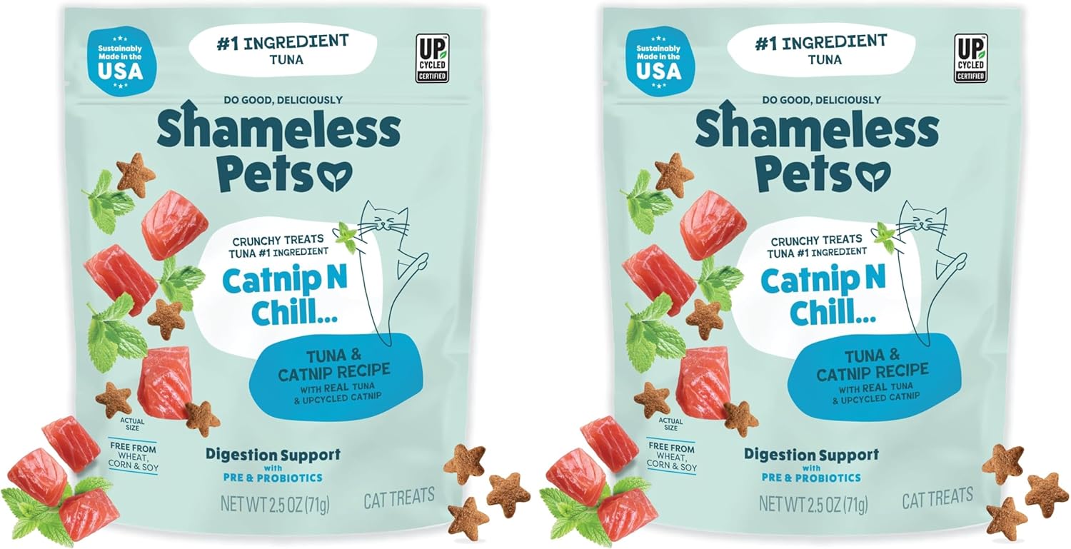 Shameless Pets Crunchy Cat Snacks & Treats - Healthy Cat Treats for Indoor Cats & Kittens with Catnip, Real Chicken & Digestive Support, Catnip N Chill (2.5 oz) - Image 12