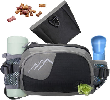 Dog Walking Fanny Pack with Removable Treat Pouch & 2 Retractable 300ml Water Bottle Holders, No Spill Magenetic Clasp - Hands-Free Pouches Training Waist Bag for Dog Owners, Poop Bag Dispenser - Image 8