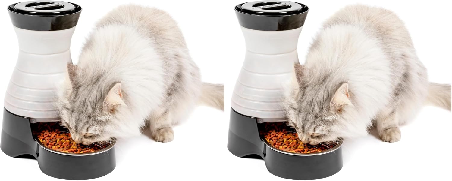 Components of PetSafe gravity feeder disassembled for cleaning