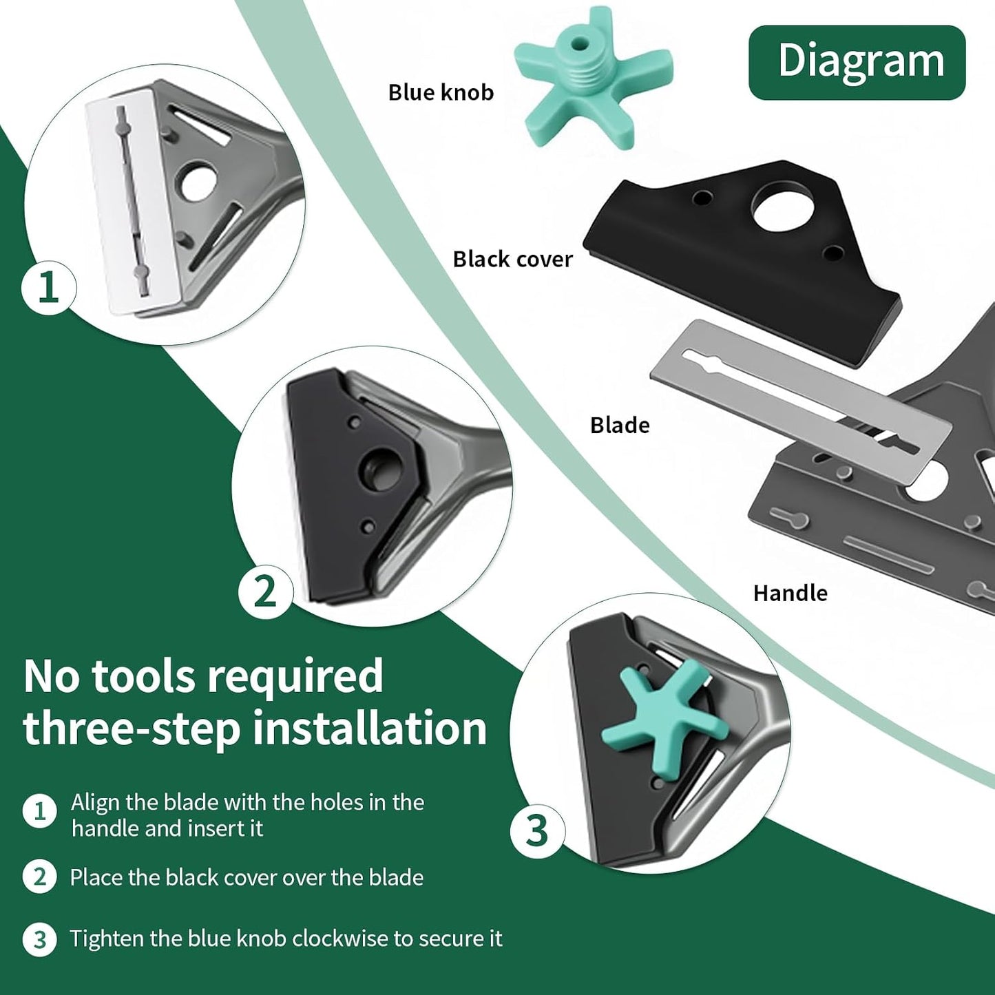 Boxtech glass cleaning tool quick blade replacement tutorial illustration