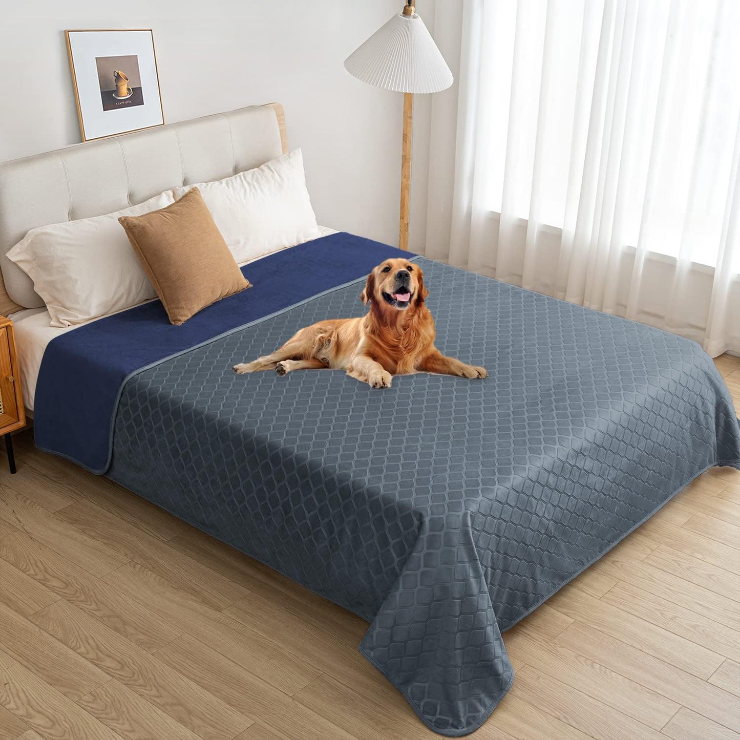 fuguitex Waterproof Dog Blanket Bed Cover Dog Crystal Velvet Moroccan Fuzzy Cozy Plush Pet Blanket Throw Blanket for Couch Sofa(40 * 60 inch, Cream+Beige) - Image 11