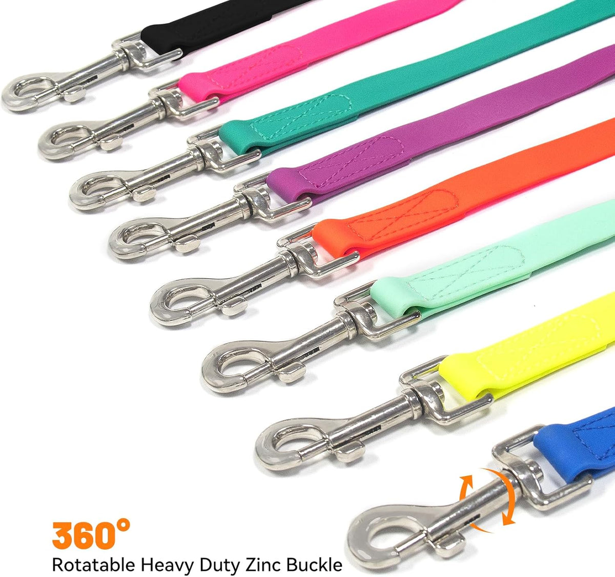 Weatherproof 6 feet blue dog training leash laid flat