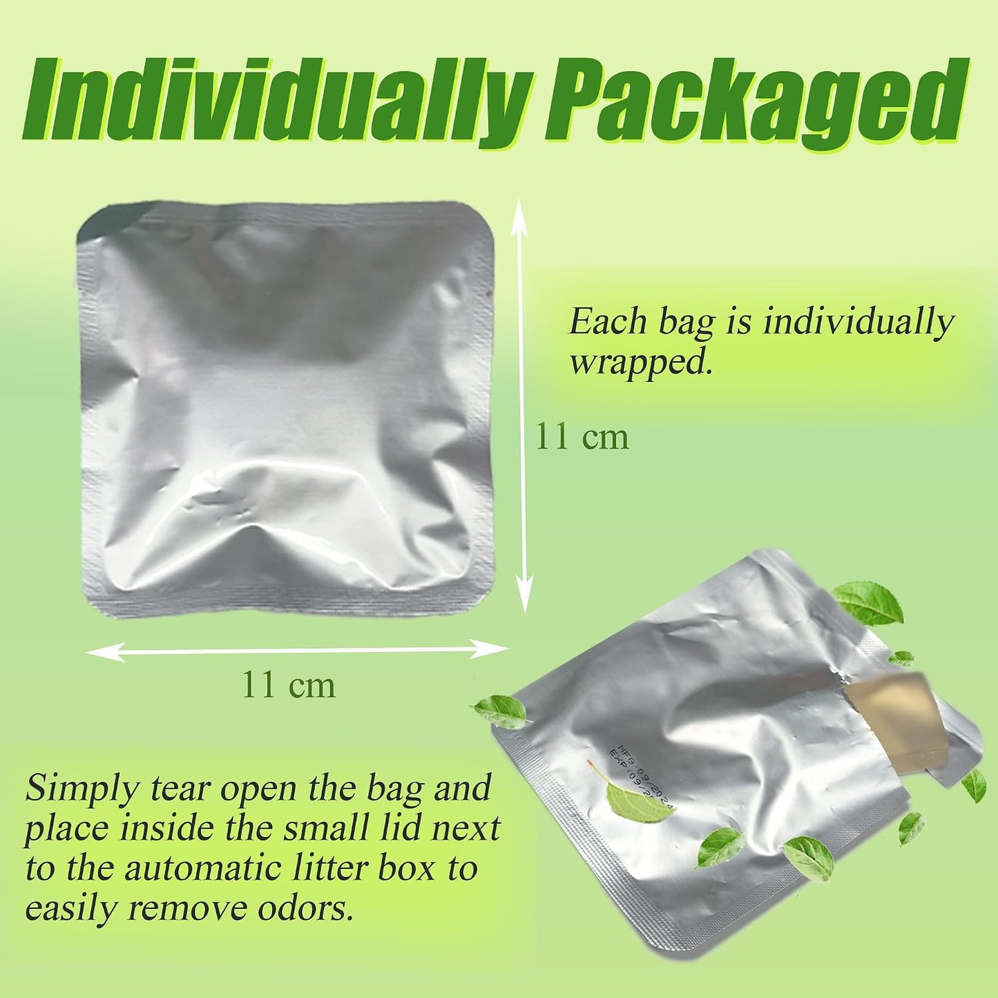 Back view of the premium pet odor eliminator pack with instructions