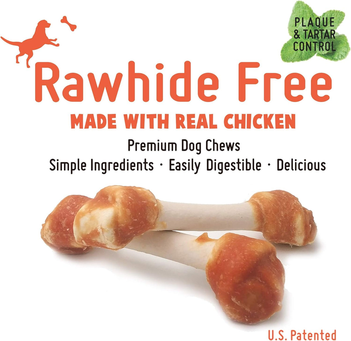 Medium size knotted dog treats made with real chicken and vegetables