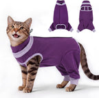 BRKURLEG Cat Recovery Suit with Hind Legs, Breathable Post Spay Onesie for Female Cats & Kittens, Anti-Licking Abdominal & Hind Leg Wound Protector, Cone Alternative, Green L - Image 9