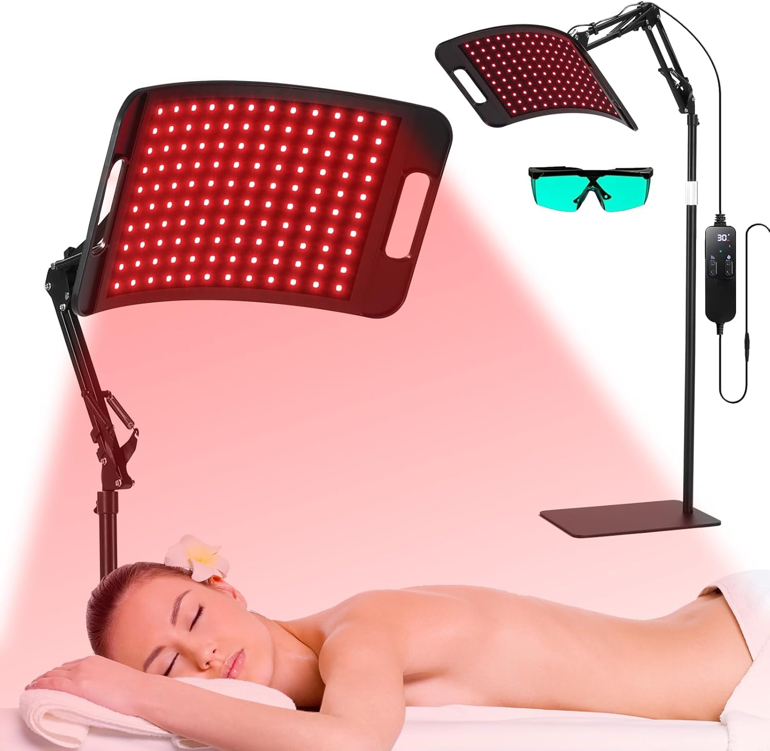LEDINO Red Light Therapy Panel front view showcasing the high efficiency dual wavelength light emitting diode beads.
