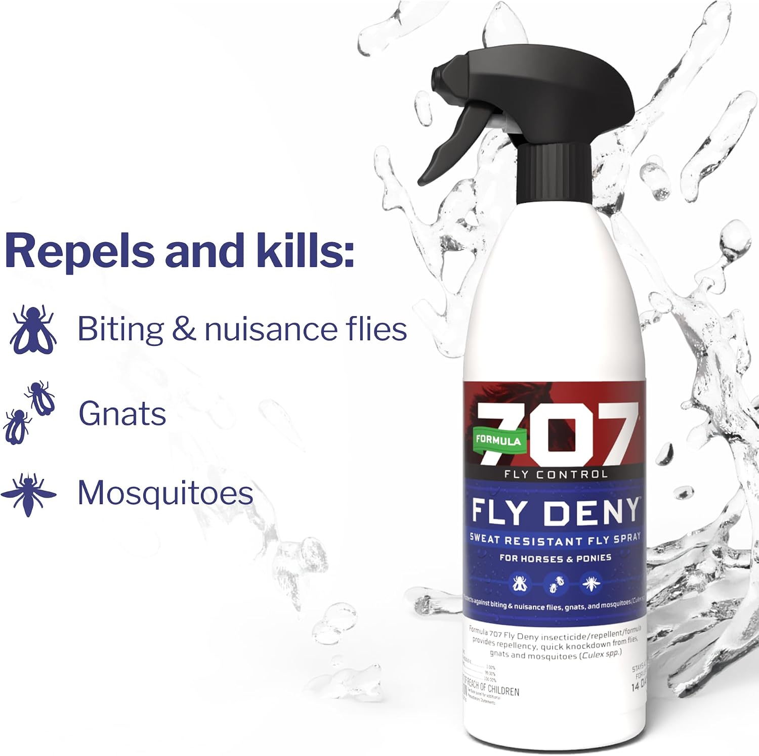 Formula 707 fourteen day protection fly spray bottle standing upright against a plain background