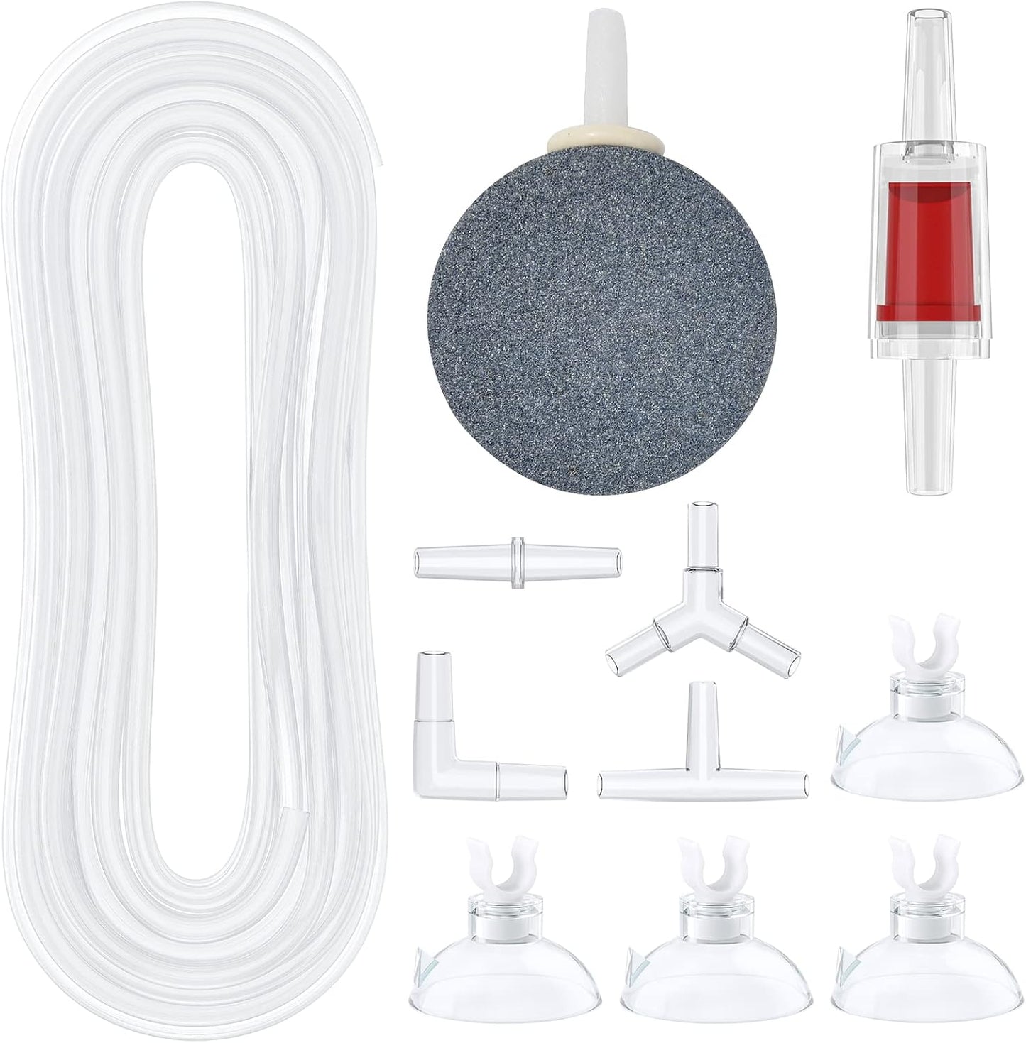Pawfly 13 Feet Airline Tubing Standard Aquarium Air Pump Accessories with Air Stones, Check Valves, Suction Cups and Connectors - Image 10