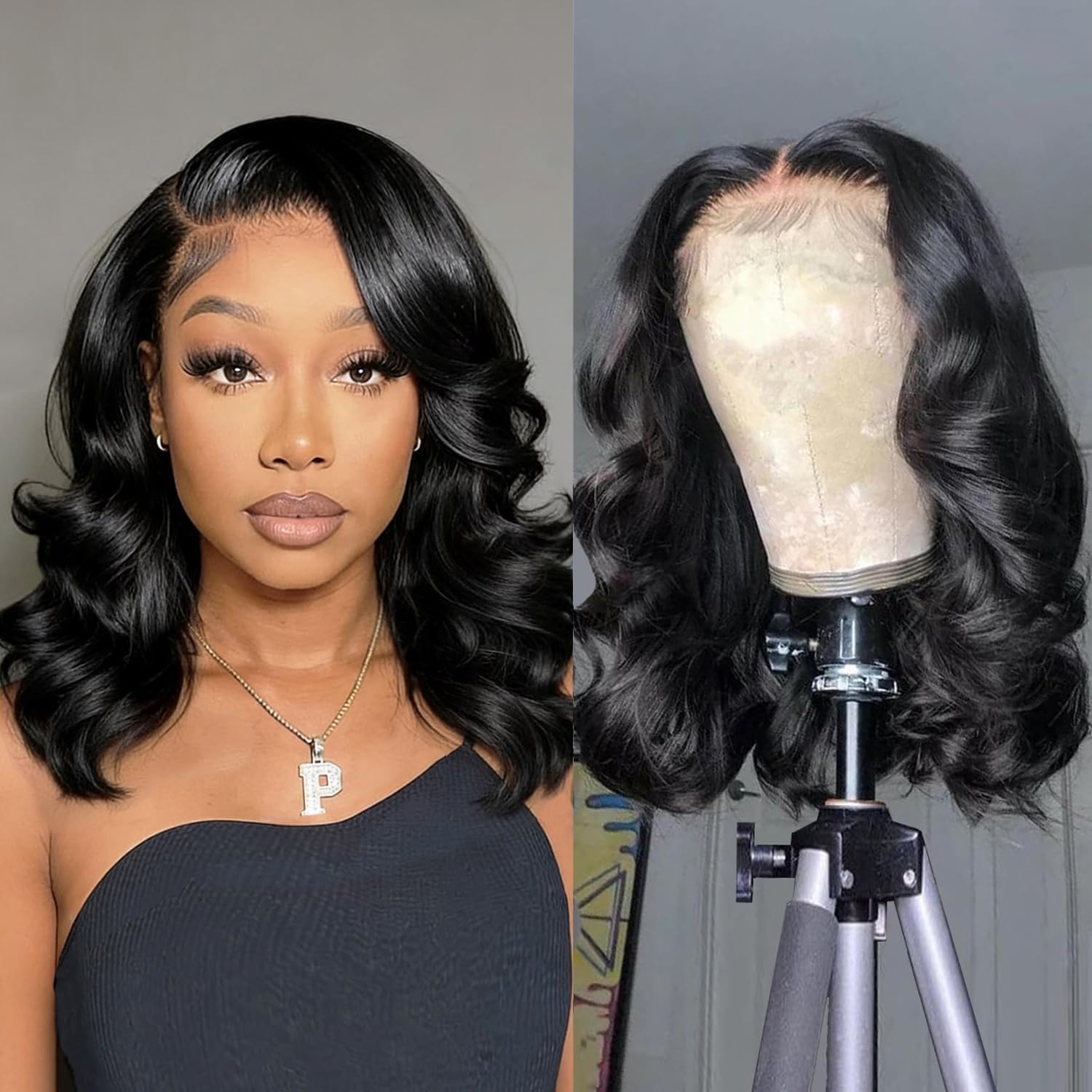 Douyin human hair lace front wig front view showcasing the pre-plucked 13x4 seamless hairline.