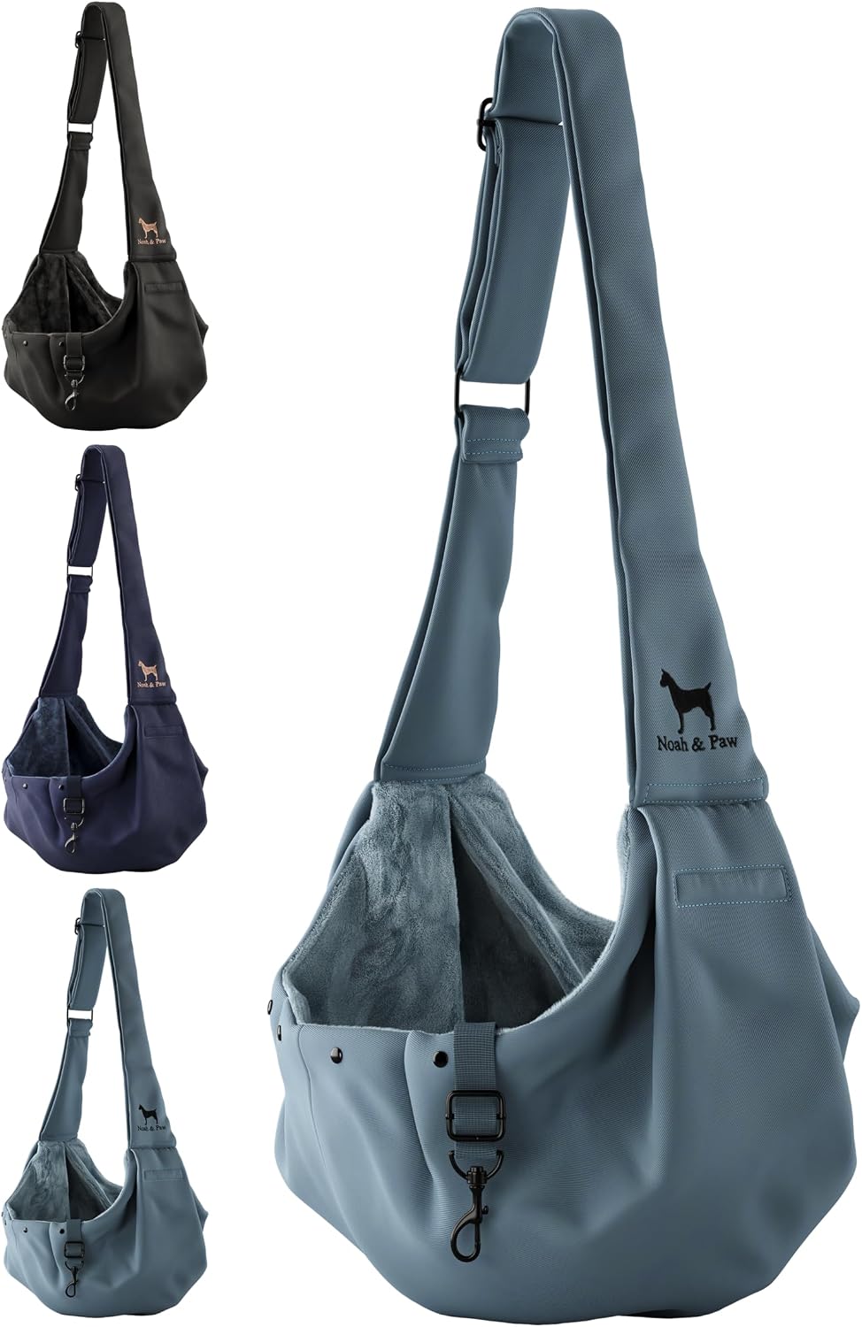 Noah & Paw Dog Sling Carrier for Small Dogs 5-18lb, Dog Sling for Small Dogs and Cats, Dog Carrier with Adjustable Padded Strap, Premium Twill, Lined with Fur, Double Safety Feature, Machine Washable - Image 11