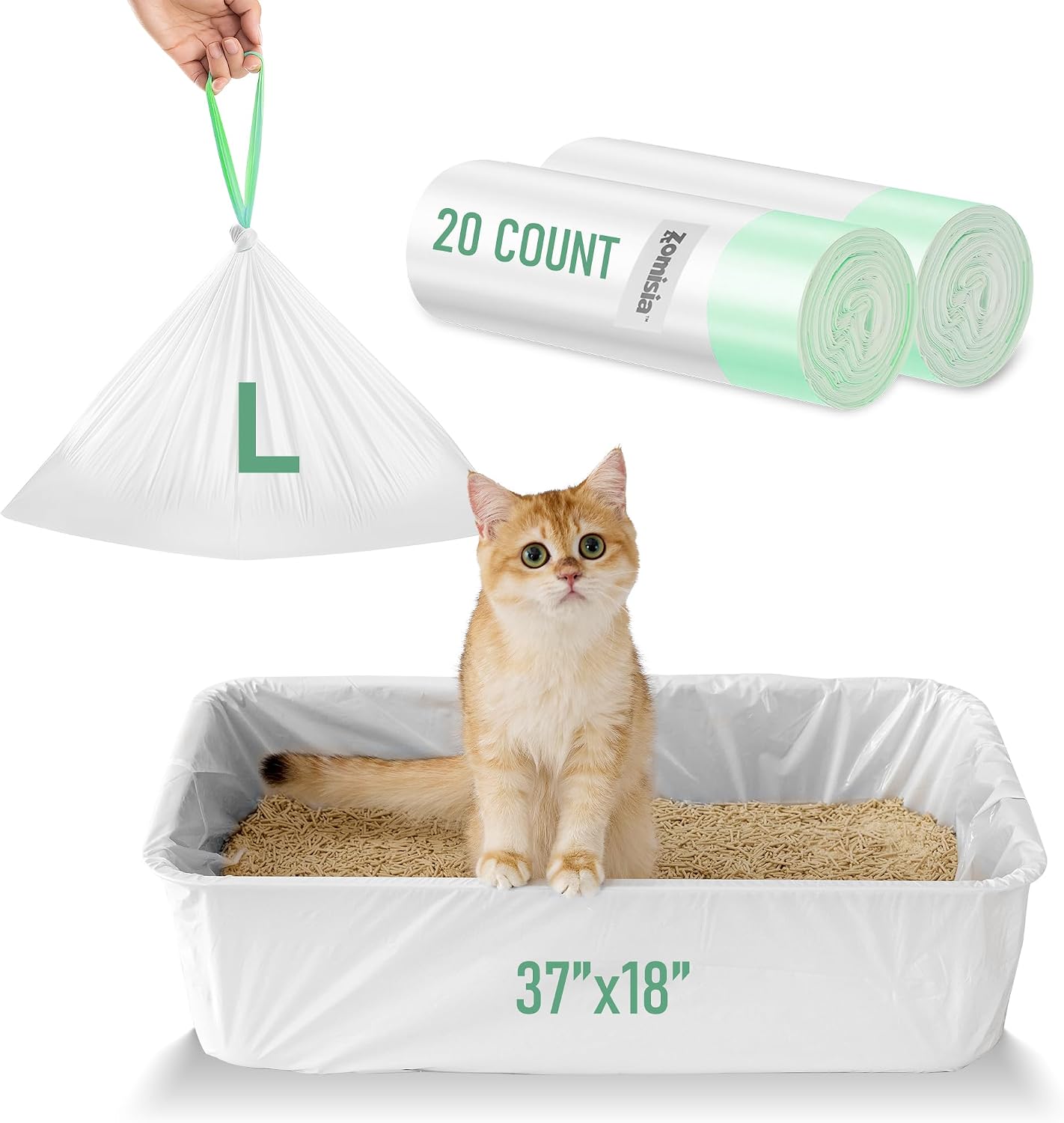 Unscented fifteen count pack of jumbo pet waste liners
