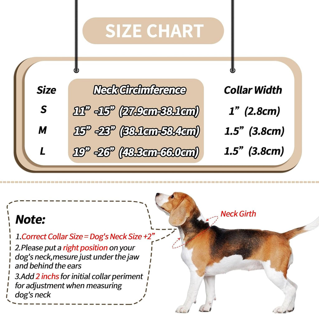 Anglevate training collar for medium and large dogs showing adjustment range