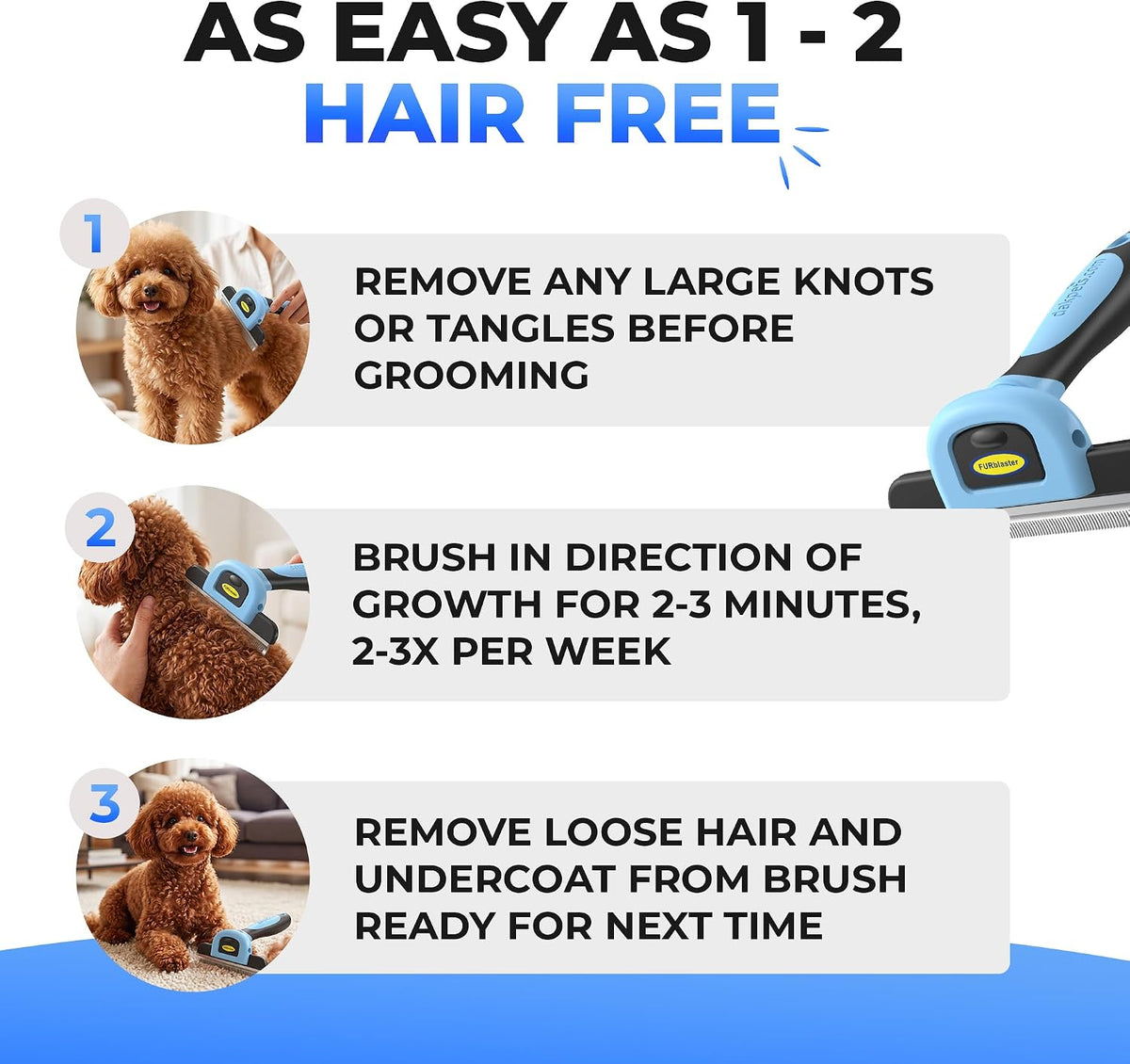 DakPets pet grooming brush demonstrating use on animal fur