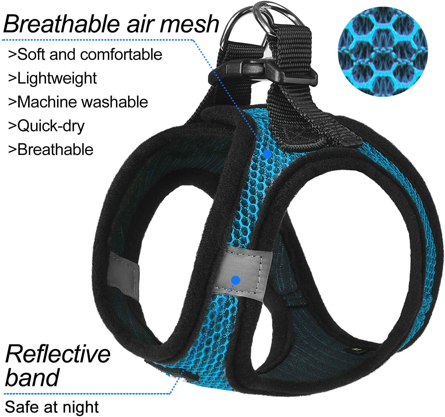 Dog wearing blue matilor breathable mesh vest