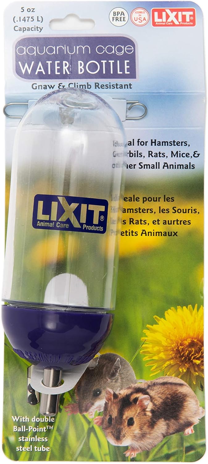 Lixit(R) Bell Style Aquarium Cage Climbing Resistant Water Bottles for Rats, Hamsters Gerbils, Mice and Other Small Animals (5 Ounce) - Image 1