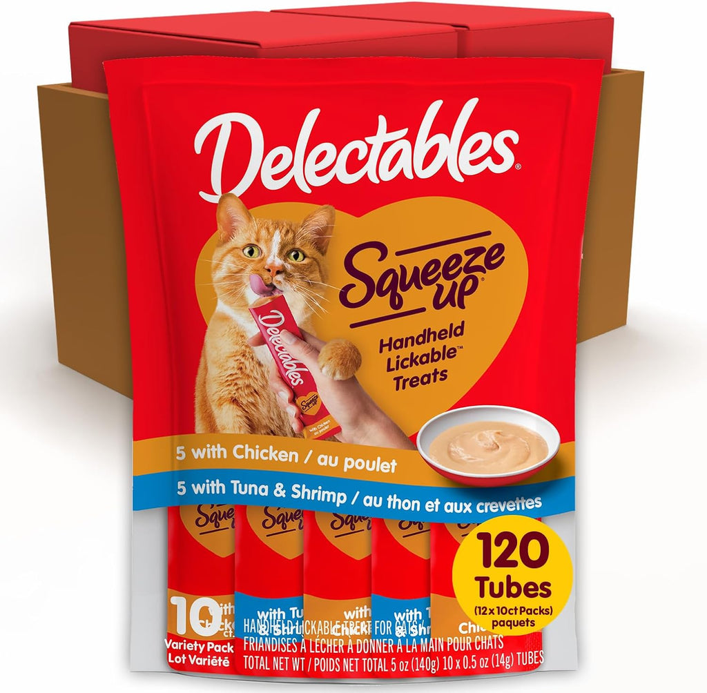 Delectables Squeeze Up Variety Pack, Creamy Squeezable Puree, Lickable Wet Cat Treats, Grain Free, No Added Fillers, No by-Products, No Added Preservatives, 0.5 Ounces Tube, 72 Tubes Total - Image 11