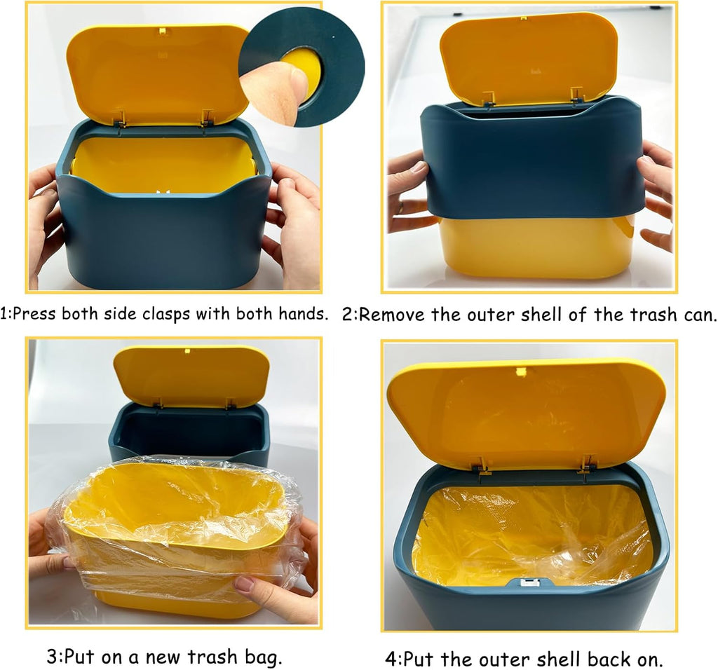 Side view of Wewaykgj trash can illustrating the compact size