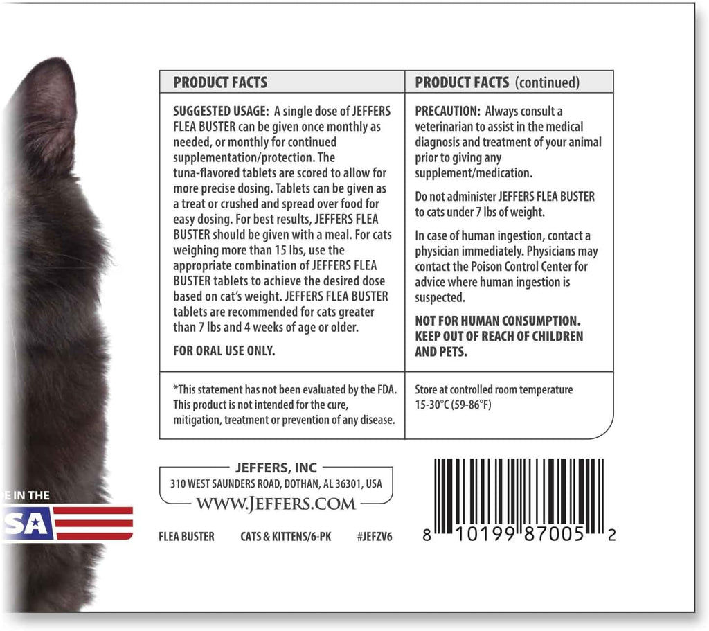 Jeffers Flea Buster active ingredients label close up