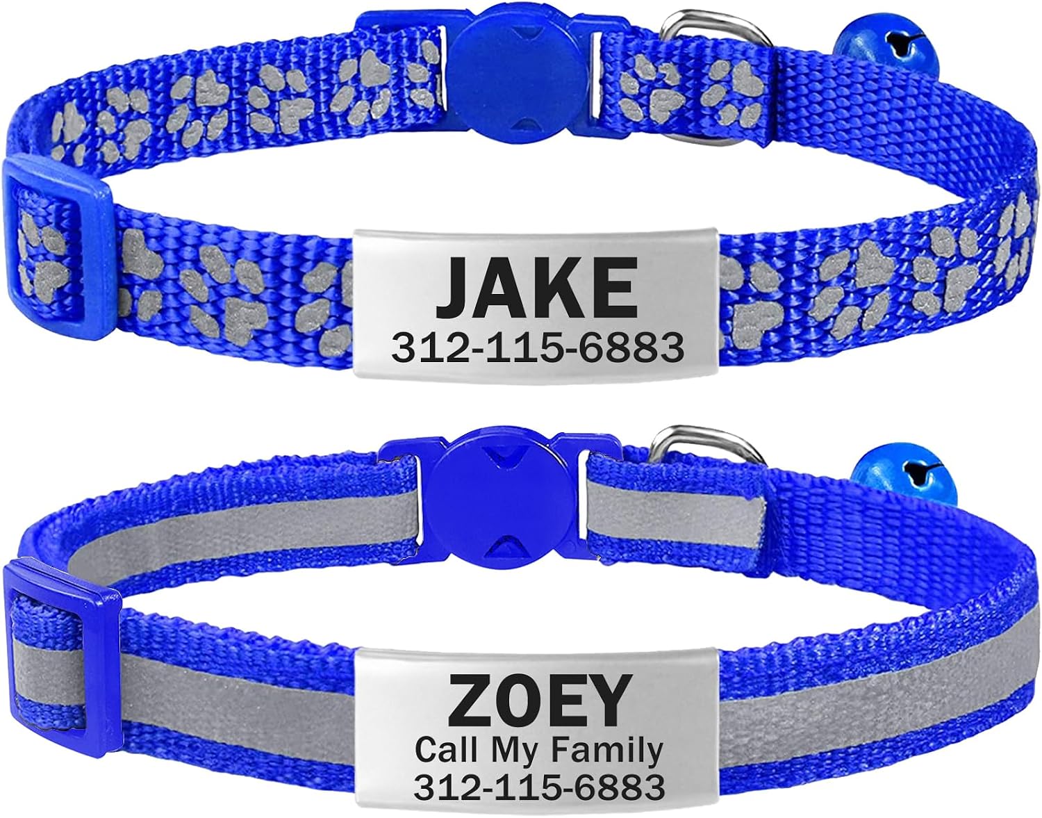 TagME 2 Pack Cat Collar with Name Tag, Personalized Reflective Cat Collar Breakaway with Bell for Boy & Girl Kitten, SkyBlue - Image 12