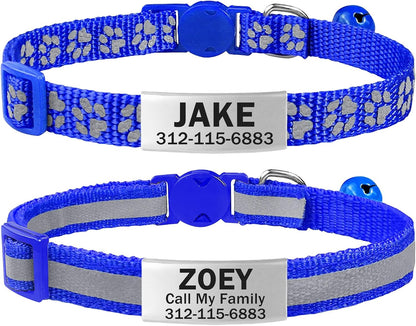 TagME 2 Pack Cat Collar with Name Tag, Personalized Reflective Cat Collar Breakaway with Bell for Boy & Girl Kitten, SkyBlue - Image 12