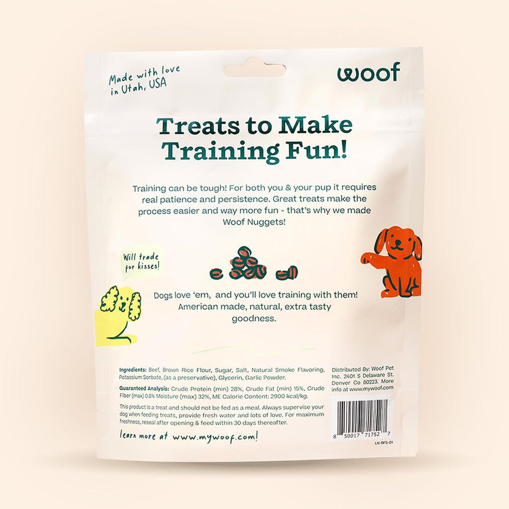 Woof Love Nuggets bite-sized jerky treats for dogs
