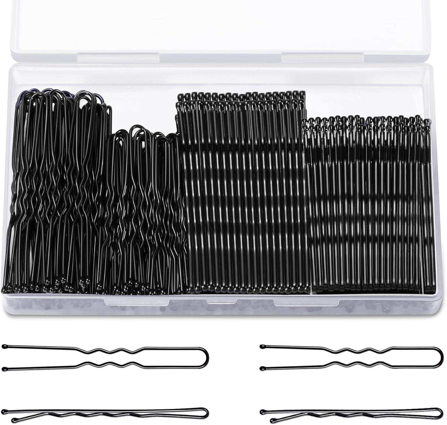 TsMADDTs Bobby Hair Pins Kit front view showing organized clear plastic storage box