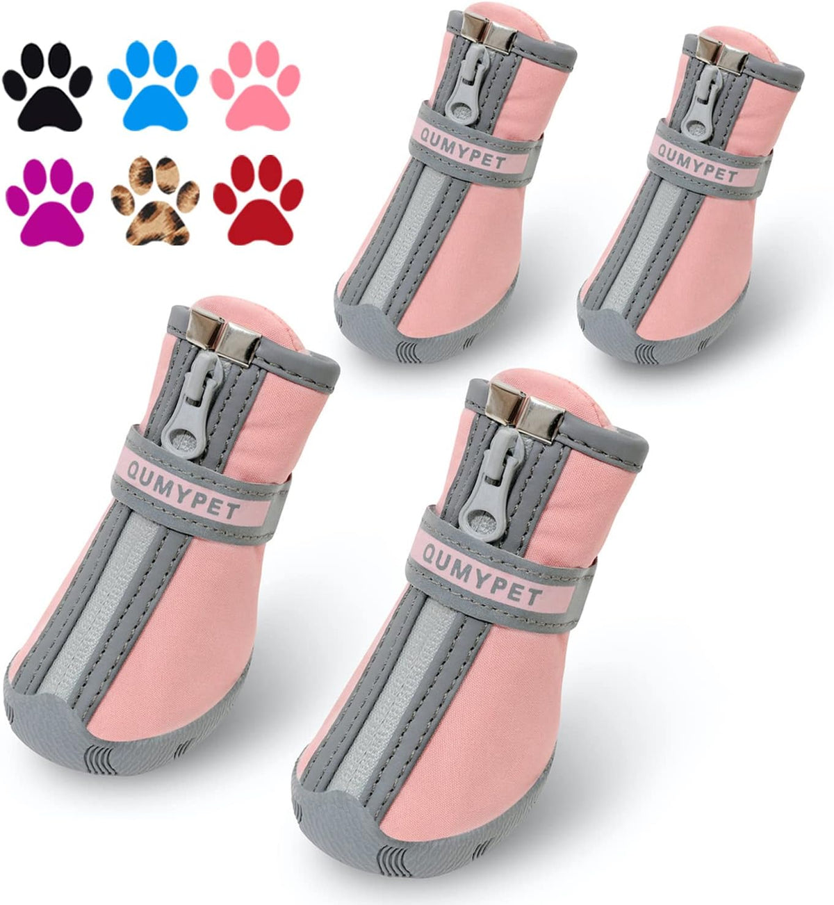 Qumy dog shoes for small dogs pink front view