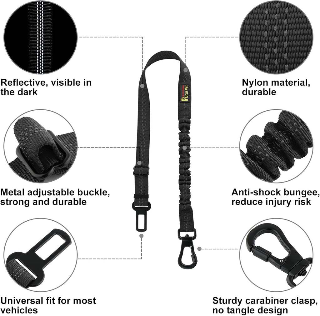 Black adjustable dog car safety harness attachment