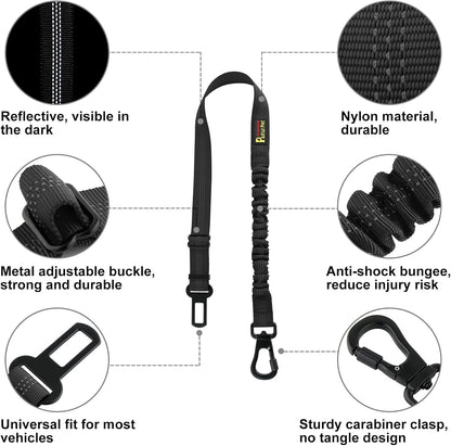 Black adjustable dog car safety harness attachment