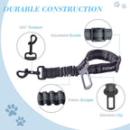 Pueenod dog seat belt showing universal buckle