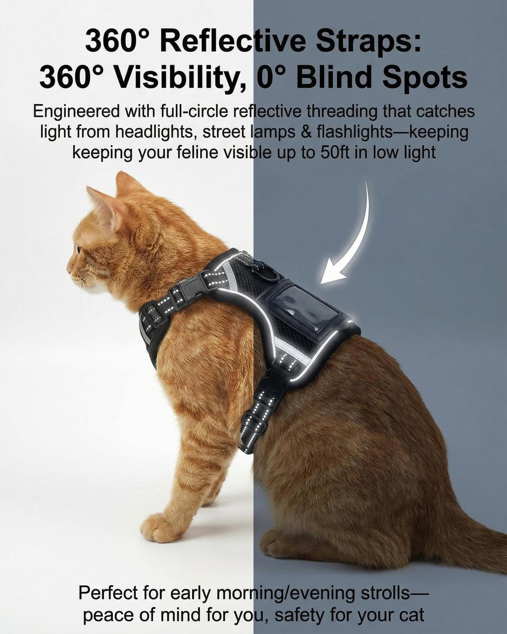 Luxelle four way adjustable pet vest harness back view