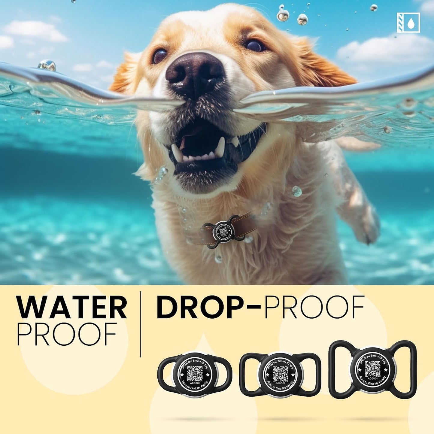 Waterproof airtag case undergoing splash testing to demonstrate pet tracker safety