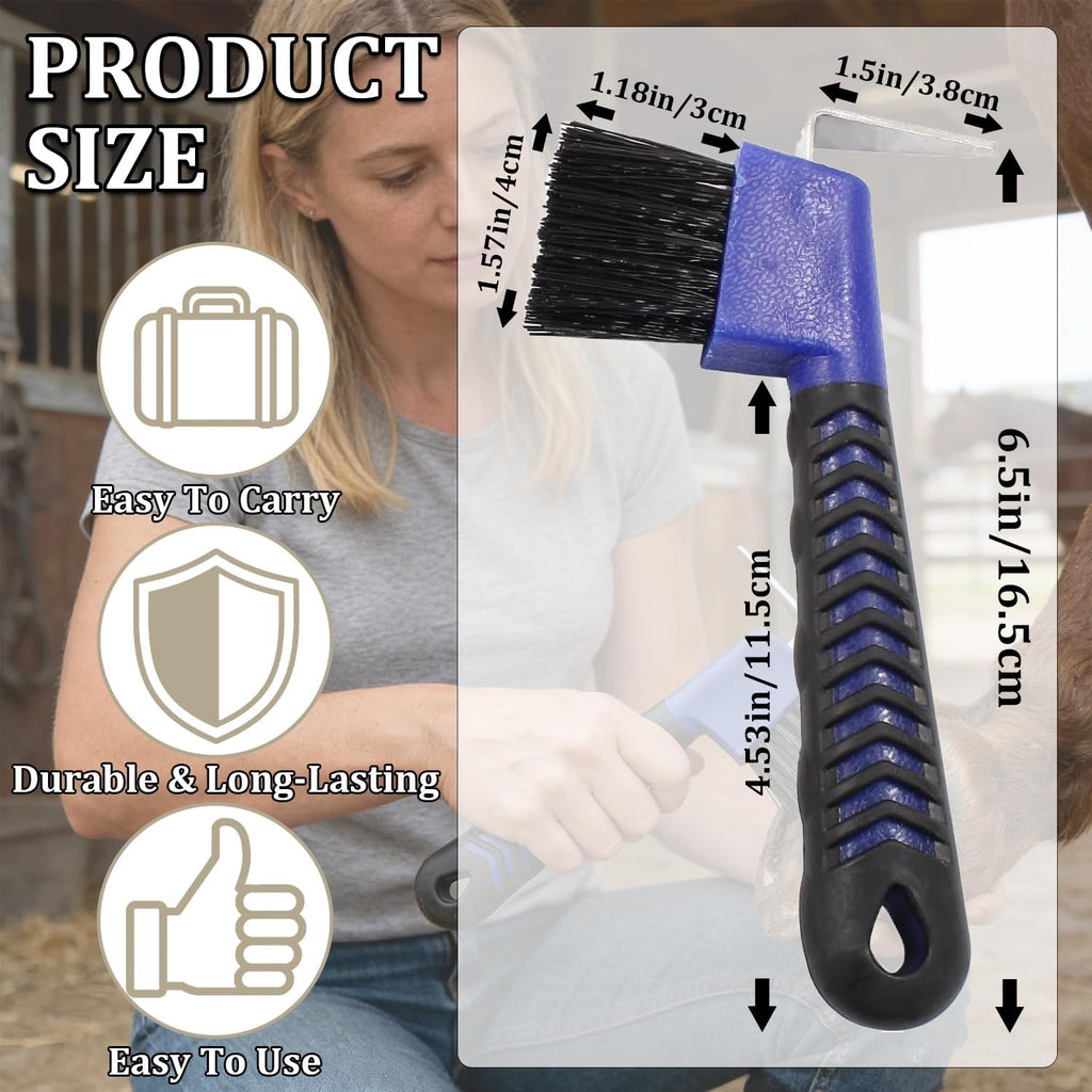 2 in 1 horse hoof cleaner with soft rubber handle