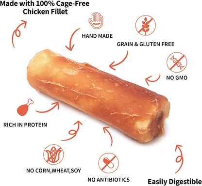 LuvChew rawhide free dog treats seven inch chicken flavor rolls