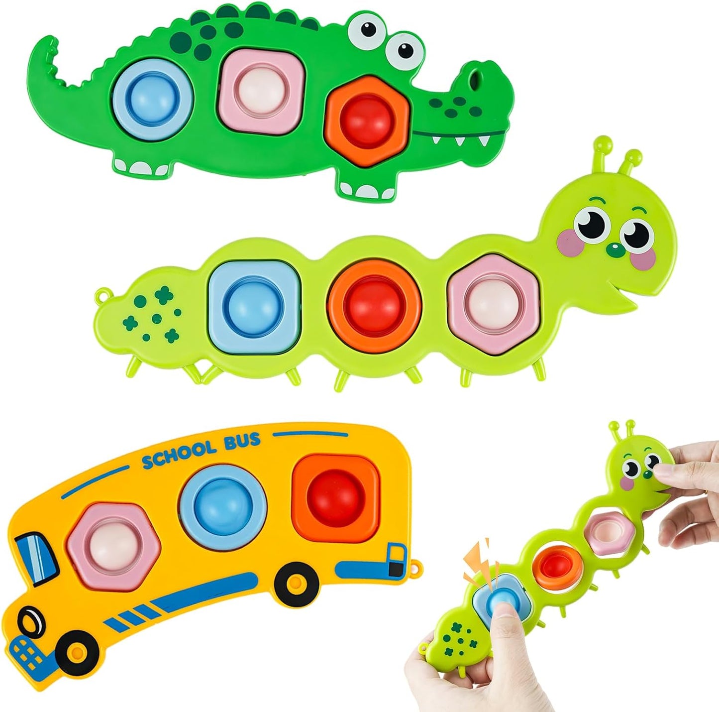 Qetrabone 3 Pcs Fidget Popper Sensory Toys set front view