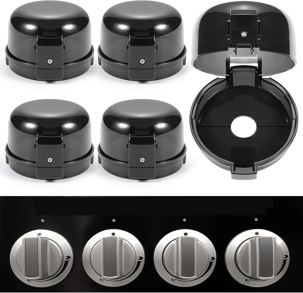 Esenharber Stove Knob Safety Covers front view black