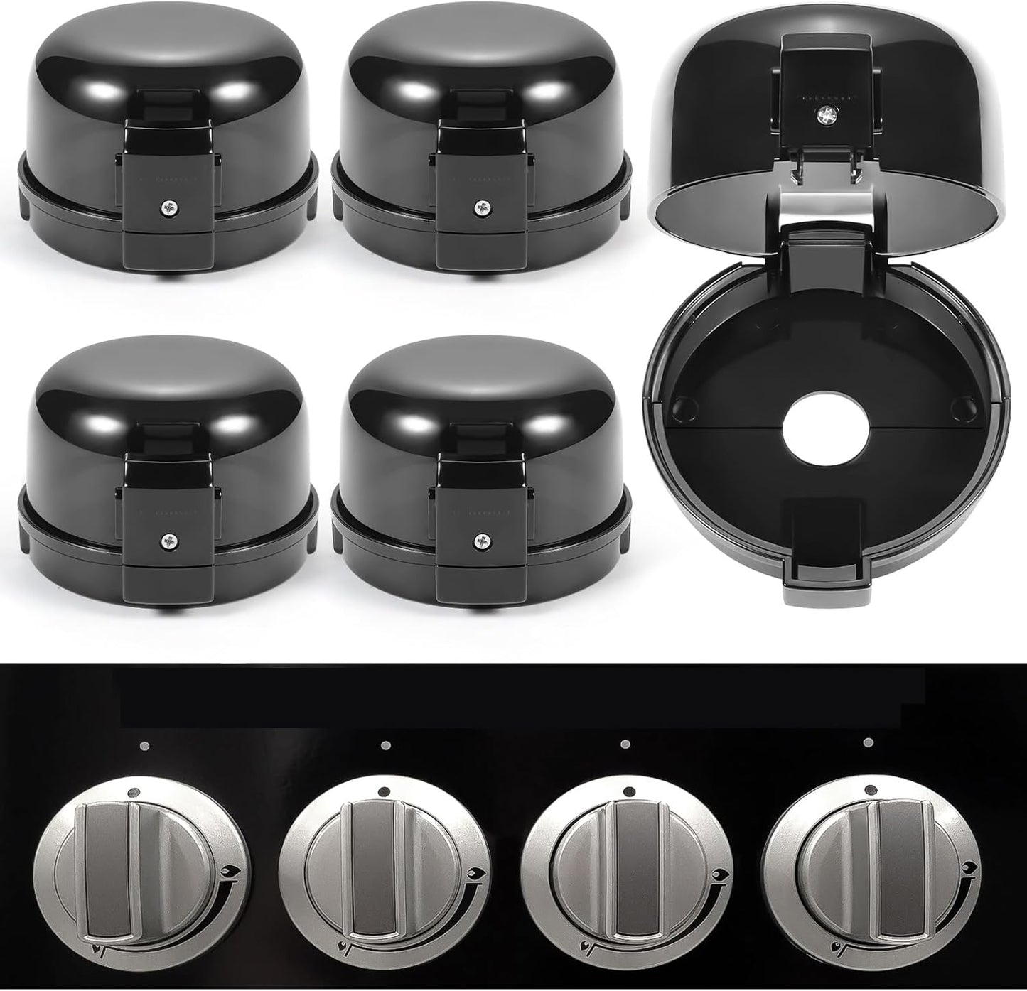 Esenharber Stove Knob Safety Covers front view black